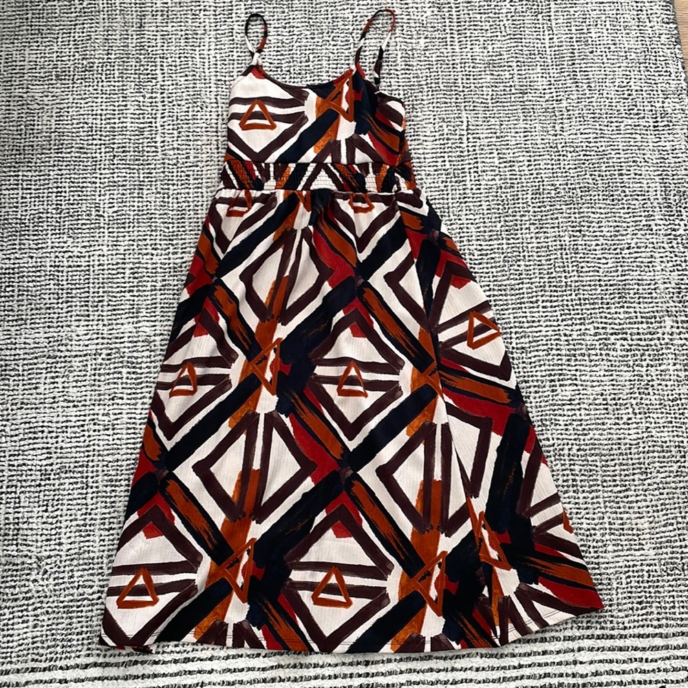 Multicolor pattern midi dress
